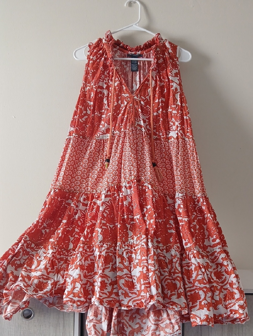 Chelsea & Theodore Orange Floral Midi Dress